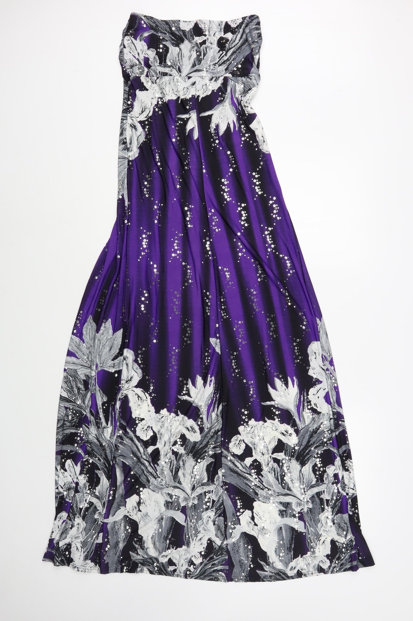Internacionale Womens Purple Floral Polyester Maxi  Size 10  Off the Shoulder Pullover