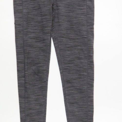 Preworn Womens Grey Striped Polyester Compression Leggings Size XS L29 in Regular