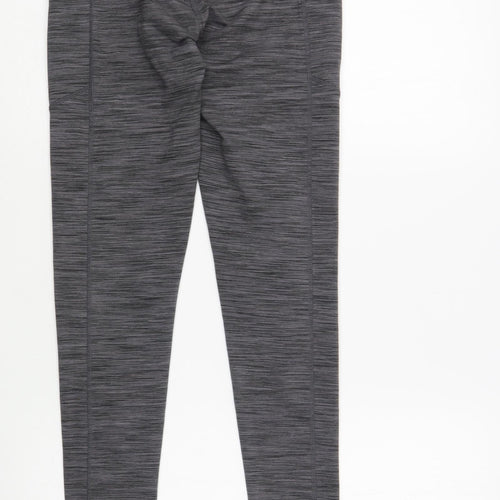 Preworn Womens Grey Striped Polyester Compression Leggings Size XS L29 in Regular