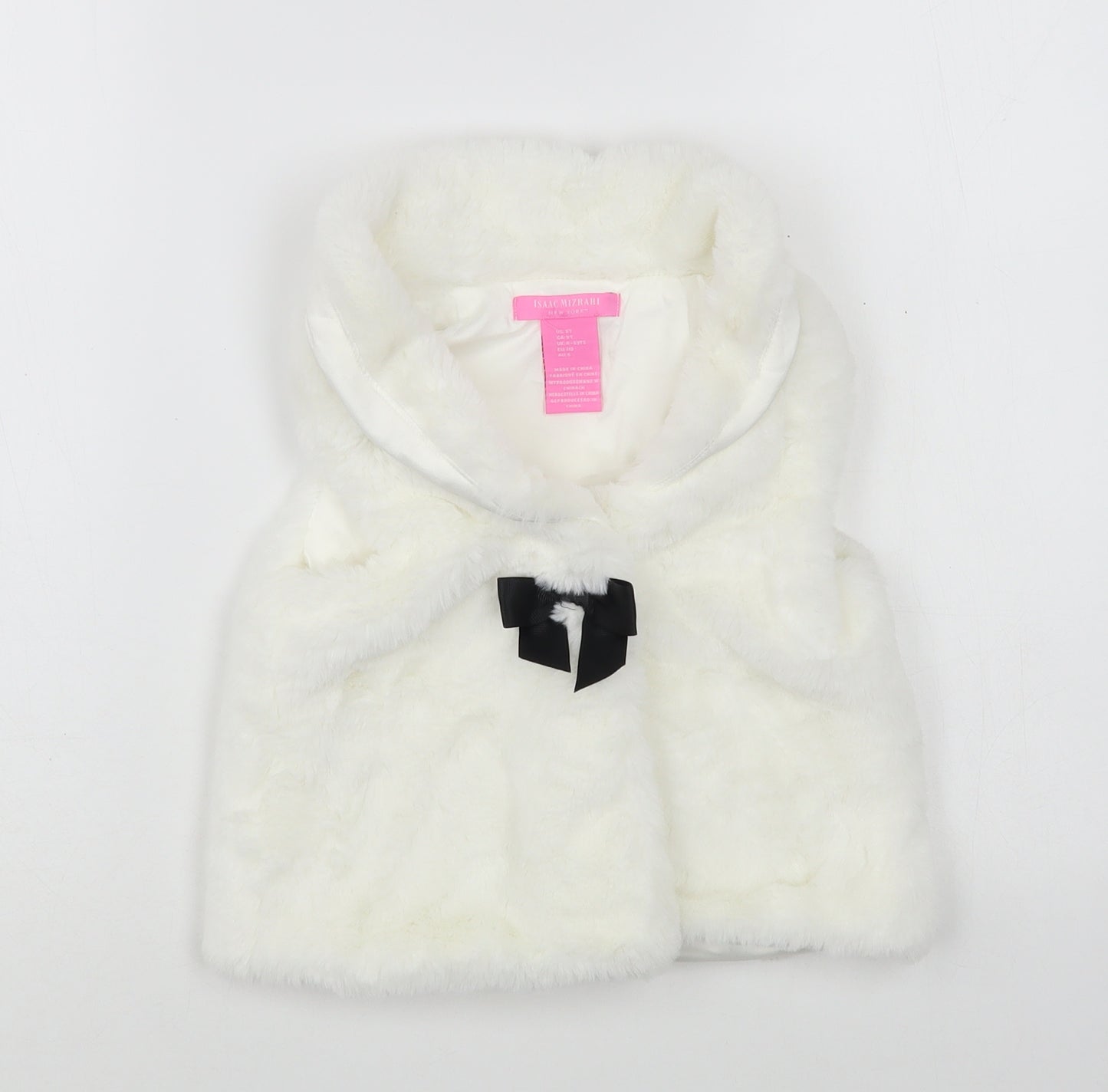 Isaac M Girls White   Gilet Waistcoat Size 5 Years  Snap - Faux Fur