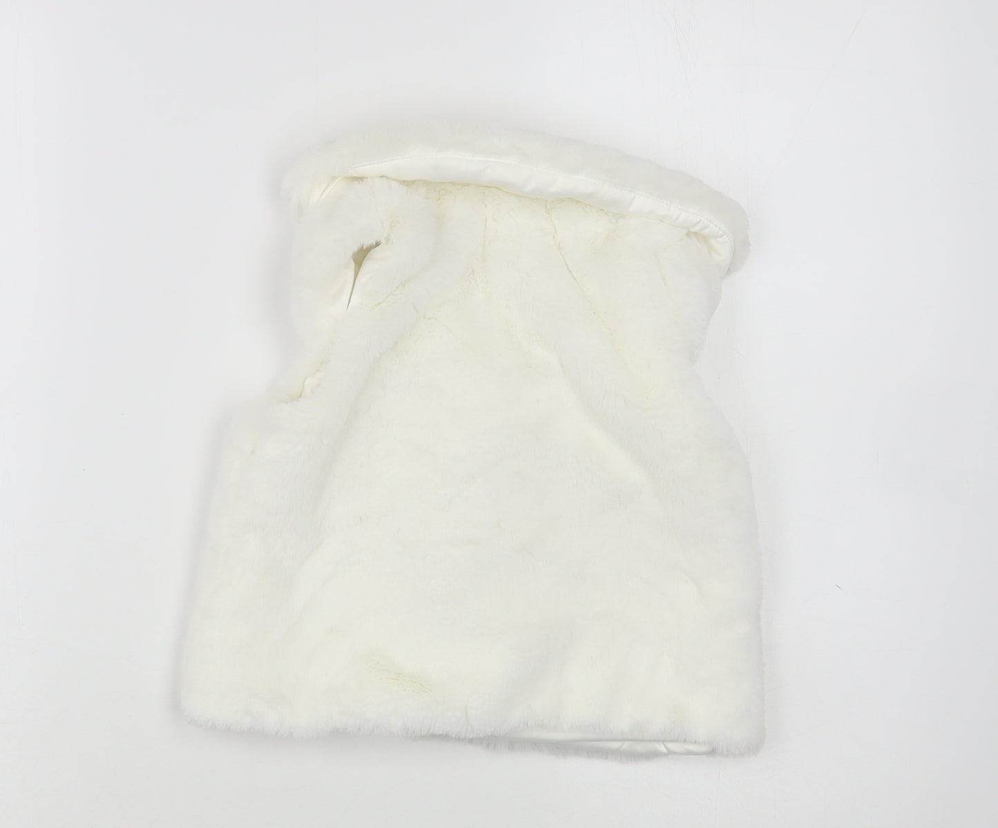 Isaac M Girls White   Gilet Waistcoat Size 5 Years  Snap - Faux Fur