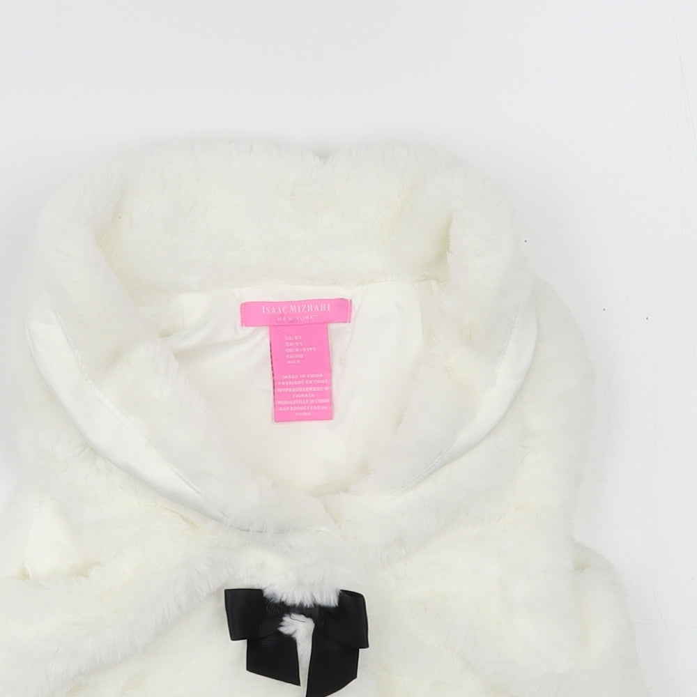 Isaac M Girls White   Gilet Waistcoat Size 5 Years  Snap - Faux Fur