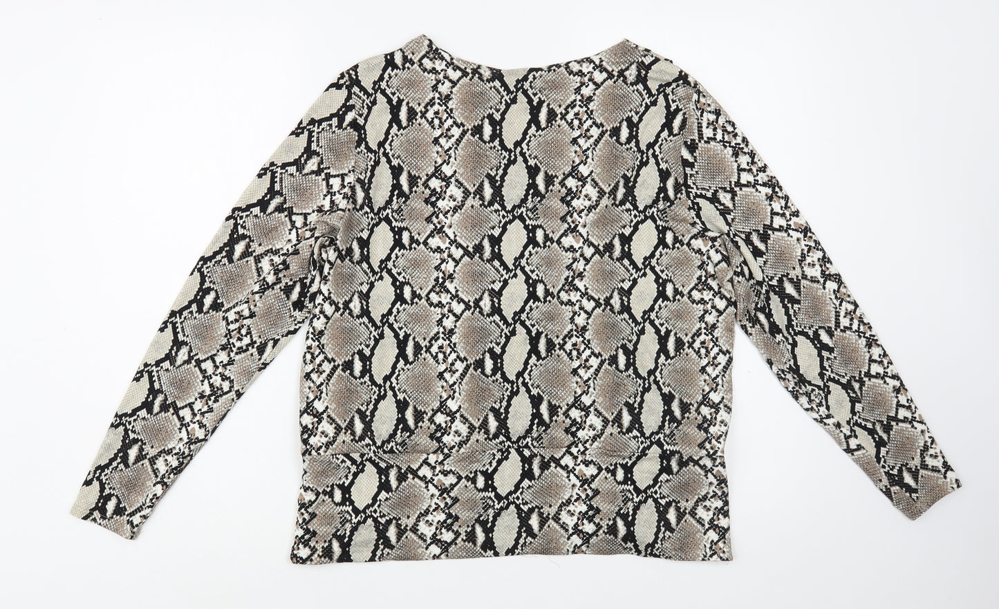 Dorothy Perkins Womens Beige Animal Print Viscose Basic Blouse Size 14 V-Neck