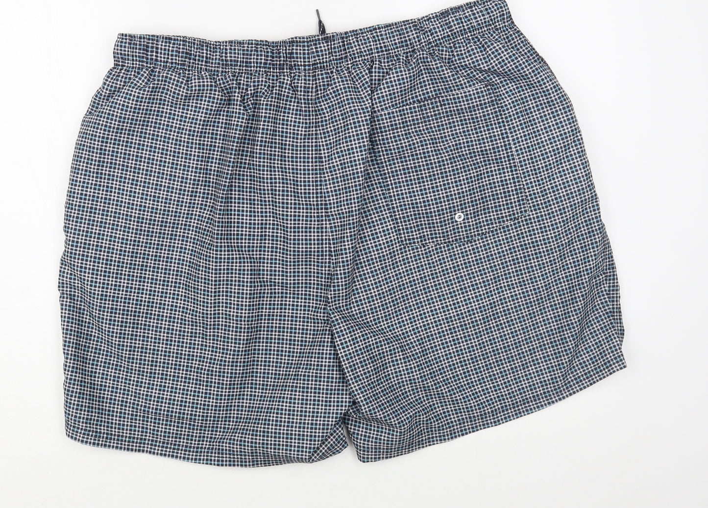 George Mens Blue Check Polyester Bermuda Shorts Size XL L6 in Regular Drawstring - Swim Shorts
