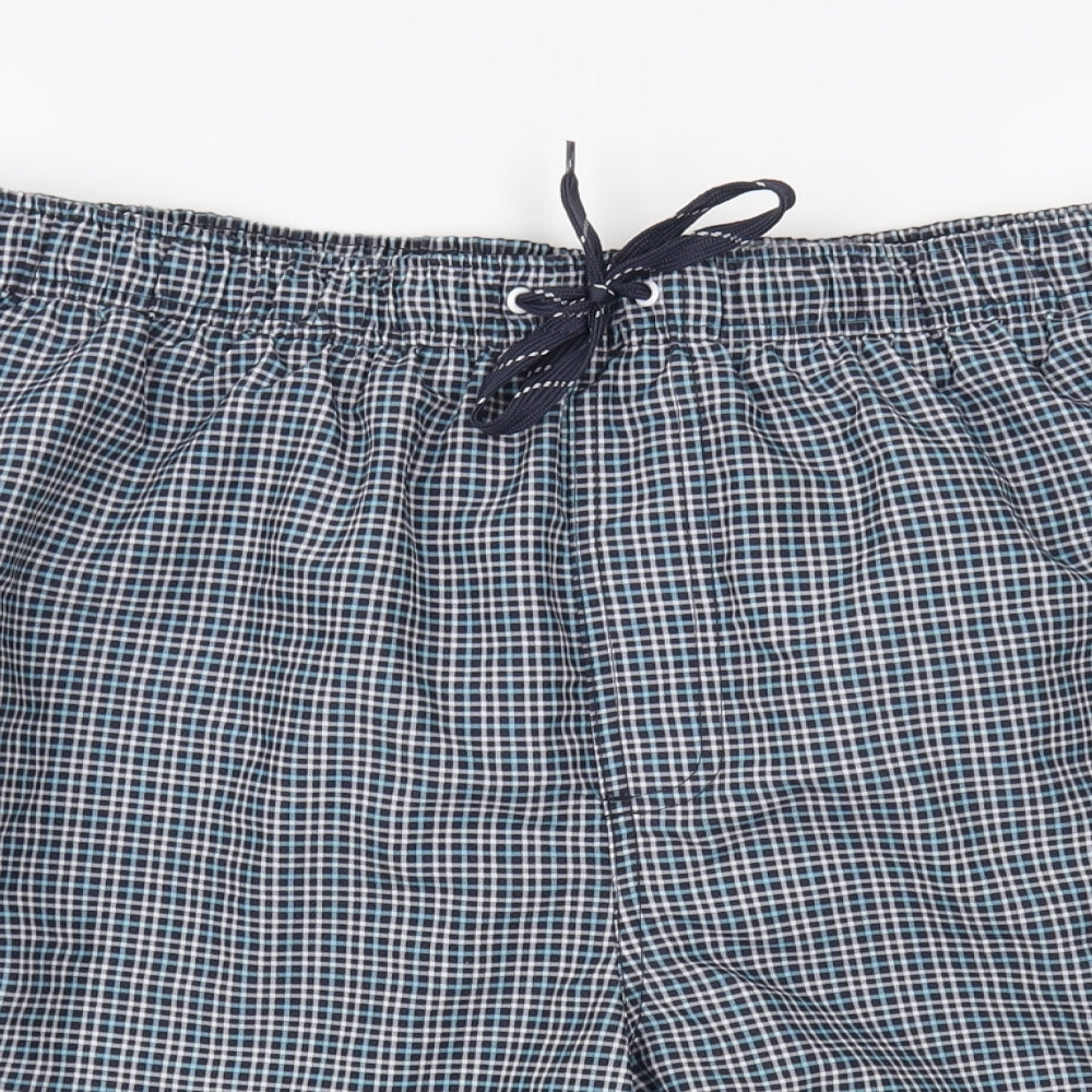 George Mens Blue Check Polyester Bermuda Shorts Size XL L6 in Regular Drawstring - Swim Shorts