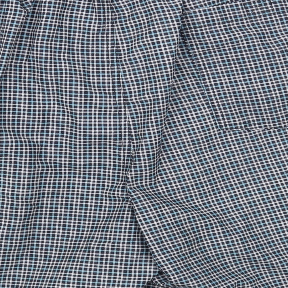 George Mens Blue Check Polyester Bermuda Shorts Size XL L6 in Regular Drawstring - Swim Shorts