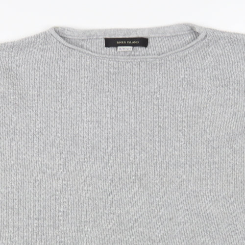 River Island Girls Grey Crew Neck  Acrylic Pullover Jumper Size 9-10 Years  Pullover