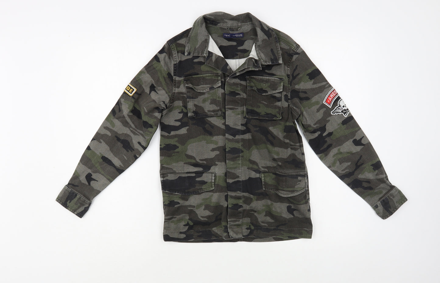 NEXT Boys Green Camouflage  Jacket  Size 10 Years  Button - Skate Crew