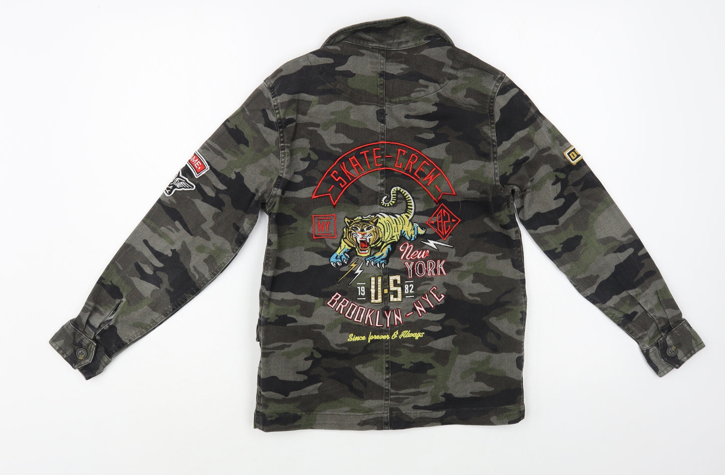 NEXT Boys Green Camouflage  Jacket  Size 10 Years  Button - Skate Crew