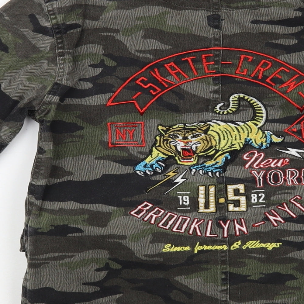 NEXT Boys Green Camouflage  Jacket  Size 10 Years  Button - Skate Crew