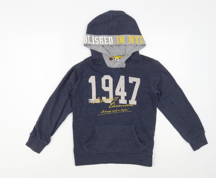 name it Boys Blue  Cotton Pullover Hoodie Size 7-8 Years  Pullover
