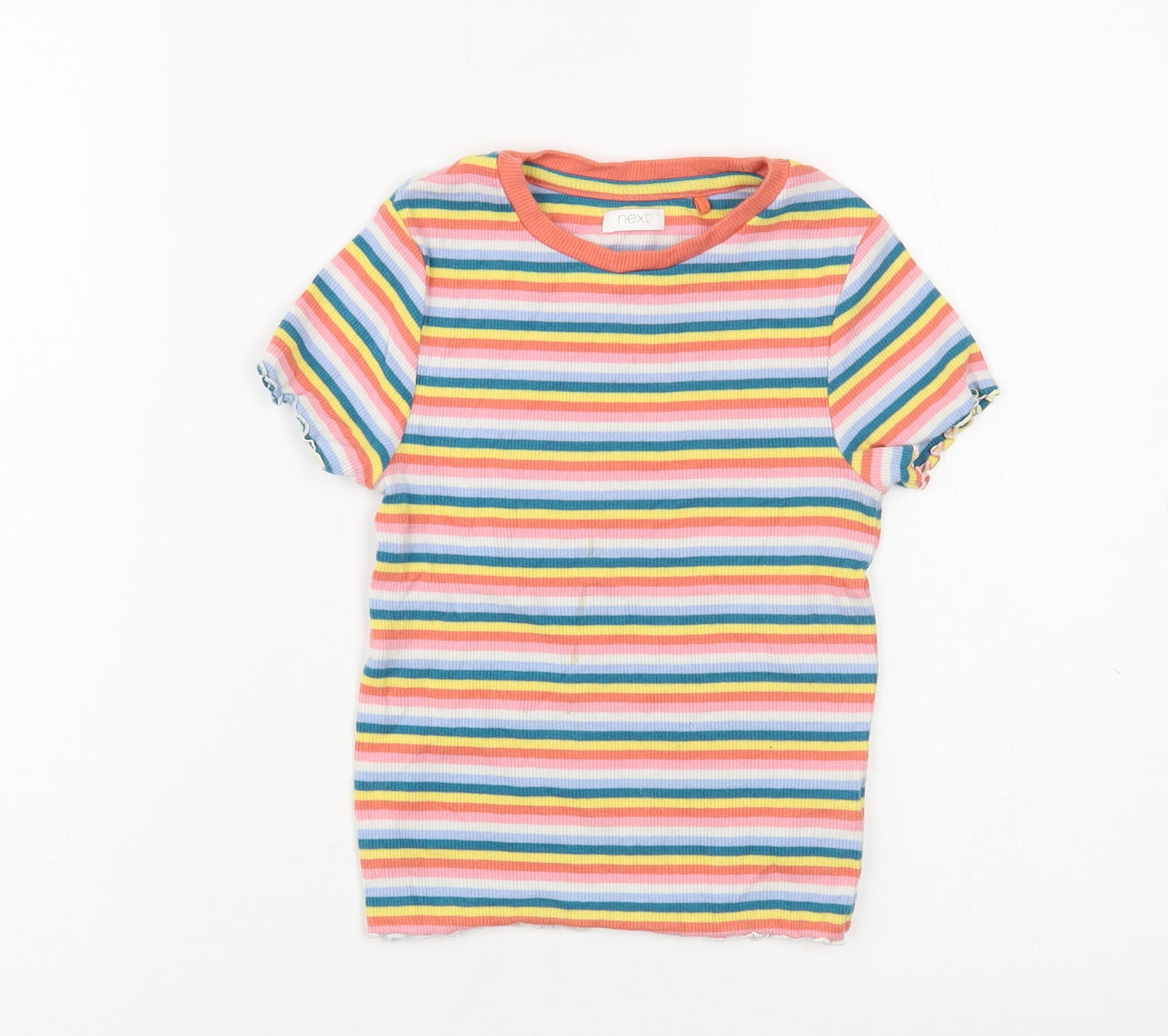 NEXT Girls Multicoloured Striped Cotton Pullover T-Shirt Size 6 Years Crew Neck Pullover