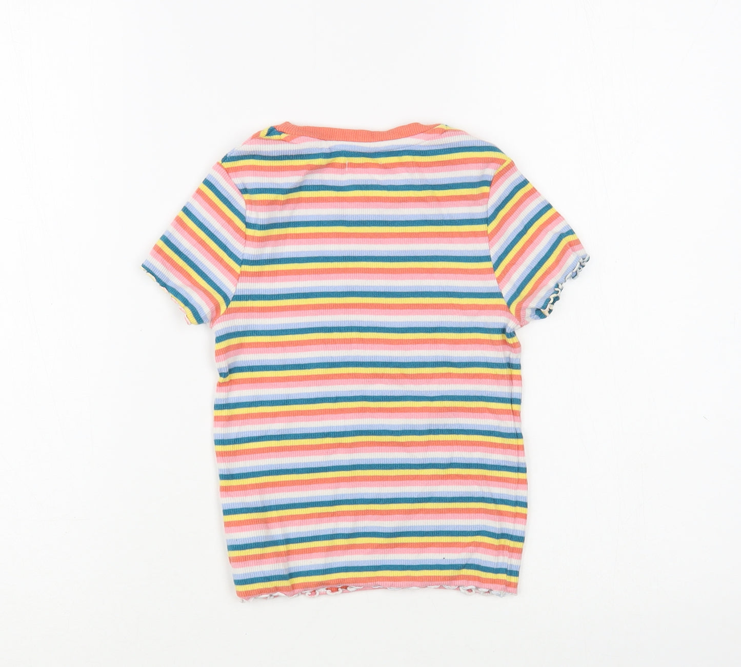 NEXT Girls Multicoloured Striped Cotton Pullover T-Shirt Size 6 Years Crew Neck Pullover