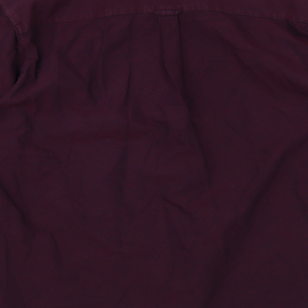 F&F Mens Purple  Cotton  Button-Up Size L Collared Button