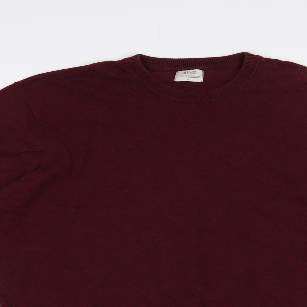 Matalan Mens Red Crew Neck  Cotton Pullover Jumper Size L