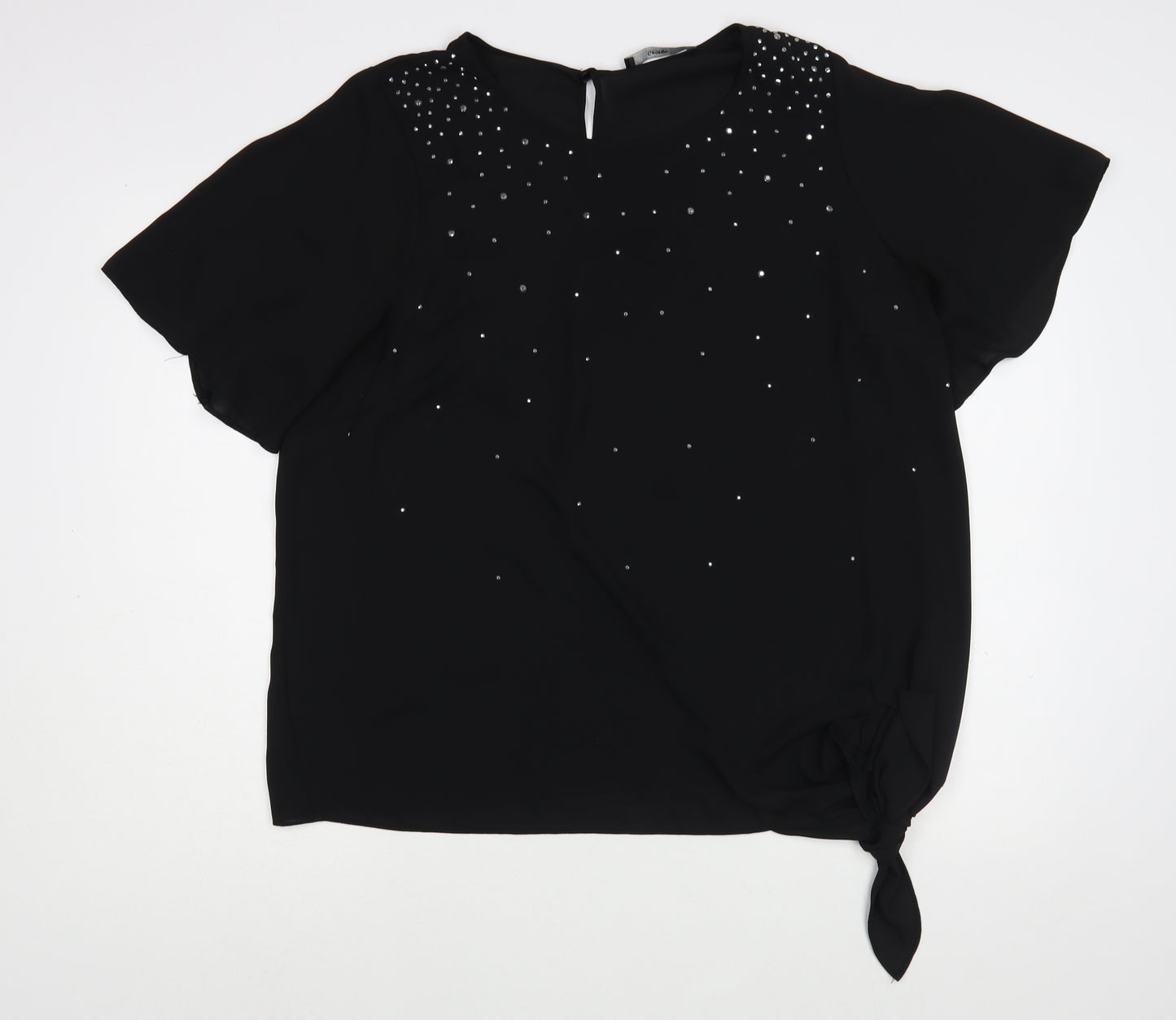 George Womens Black  Polyester Basic Blouse Size 16 Boat Neck