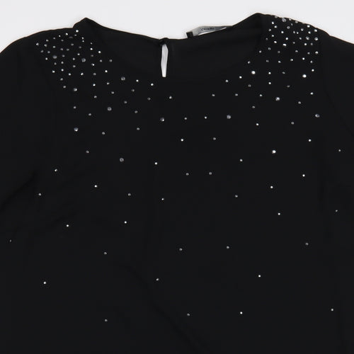 George Womens Black  Polyester Basic Blouse Size 16 Boat Neck