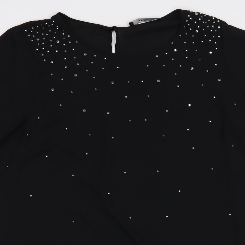George Womens Black  Polyester Basic Blouse Size 16 Boat Neck
