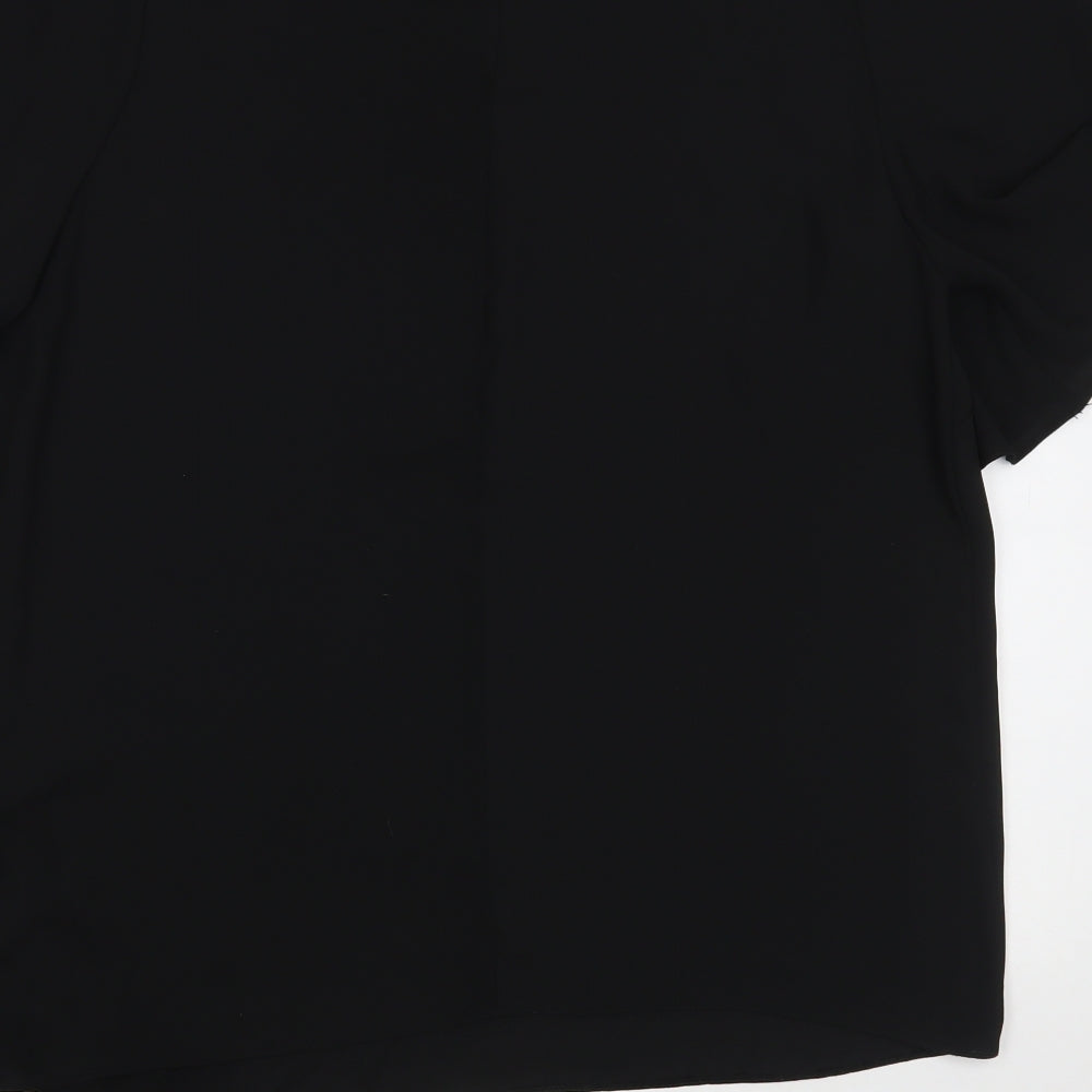 George Womens Black  Polyester Basic Blouse Size 16 Boat Neck