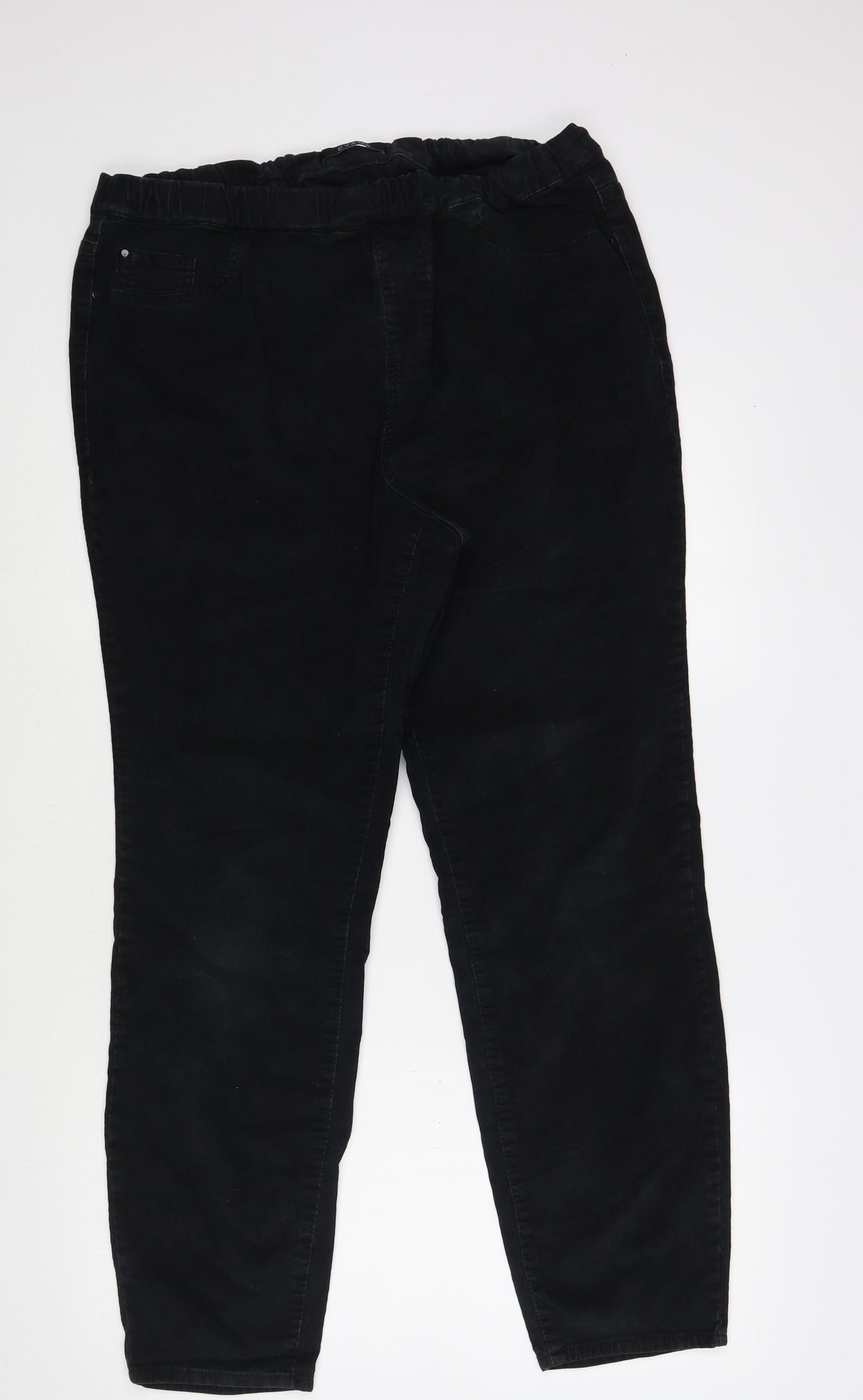 Evans Womens Black  Cotton Trousers  Size 20 L30 in Regular
