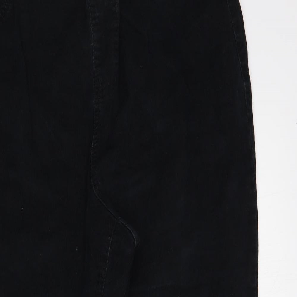 Evans Womens Black  Cotton Trousers  Size 20 L30 in Regular