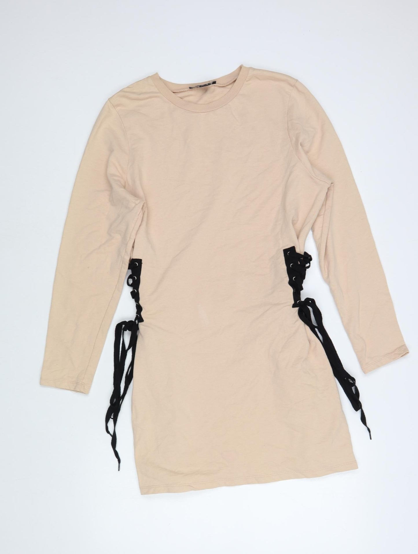 Atmosphere Womens Beige  Cotton Tunic Sweatshirt Size 18  Lace Up