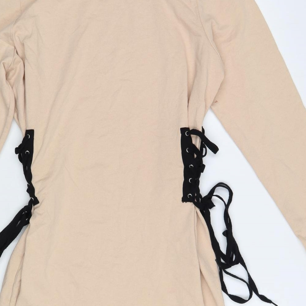 Atmosphere Womens Beige  Cotton Tunic Sweatshirt Size 18  Lace Up