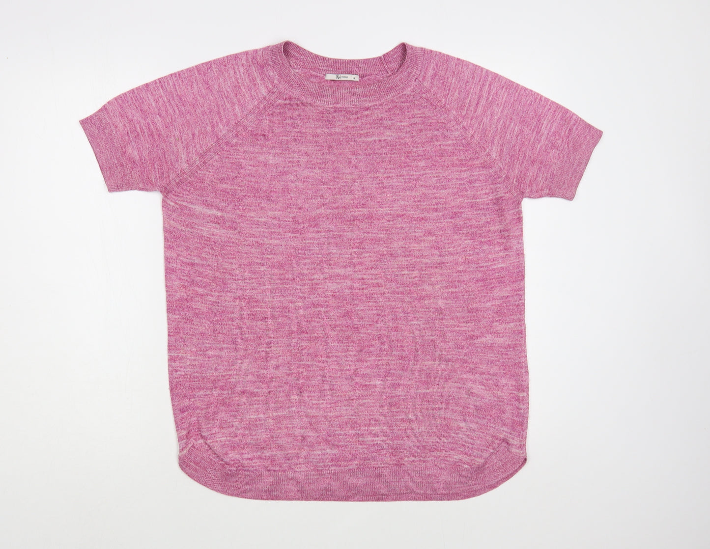 TU Womens Pink Crew Neck  Polyester Pullover Jumper Size 14