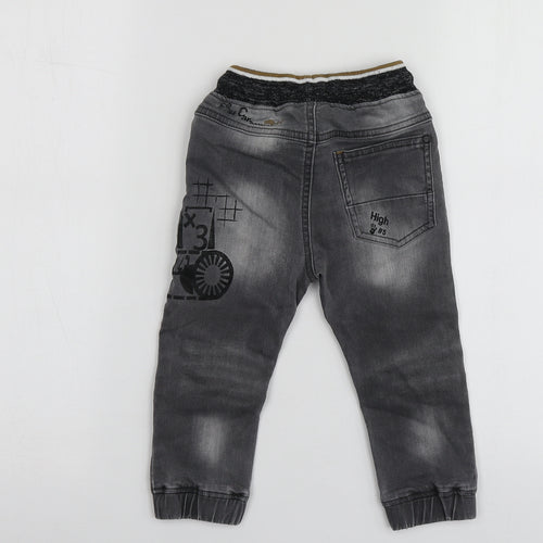 NEXT Boys Grey Geometric Cotton Jogger Jeans Size 18-24 Months