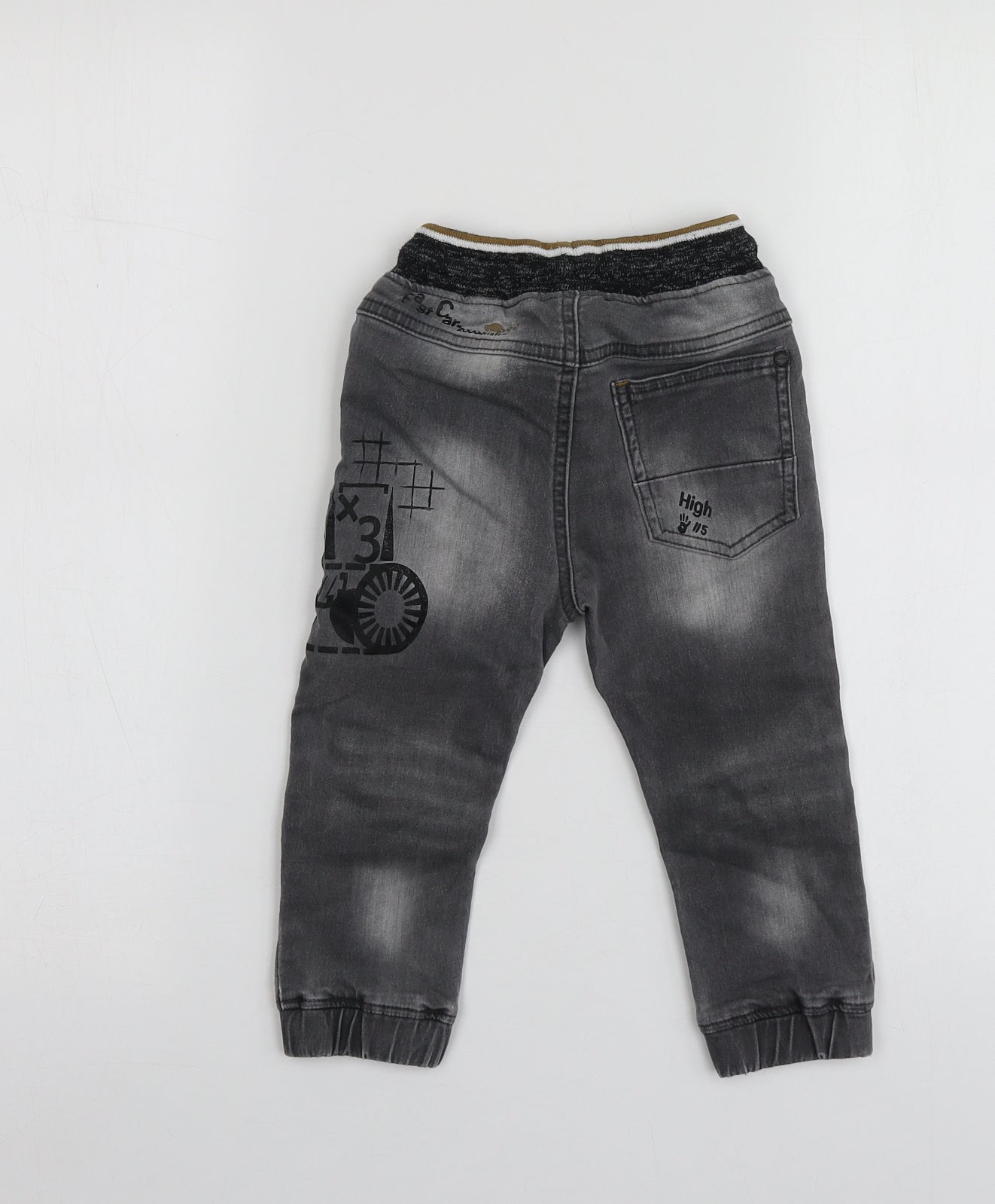 NEXT Boys Grey Geometric Cotton Jogger Jeans Size 18-24 Months