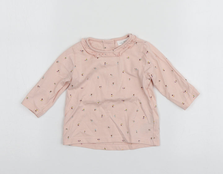 NEXT Girls Pink Geometric Cotton Basic T-Shirt Size 3-6 Months Round Neck