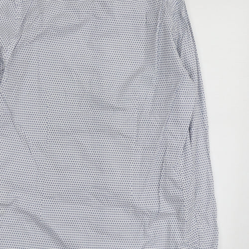 Zara Mens Blue Geometric Cotton  Button-Up Size M Collared