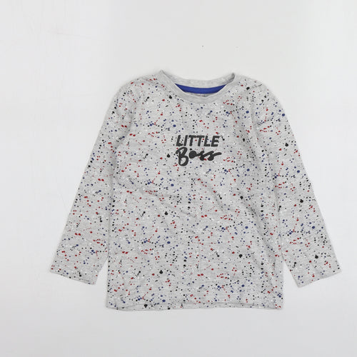 Dunnes Stores Boys Grey Geometric Cotton Basic T-Shirt Size 2-3 Years Round Neck