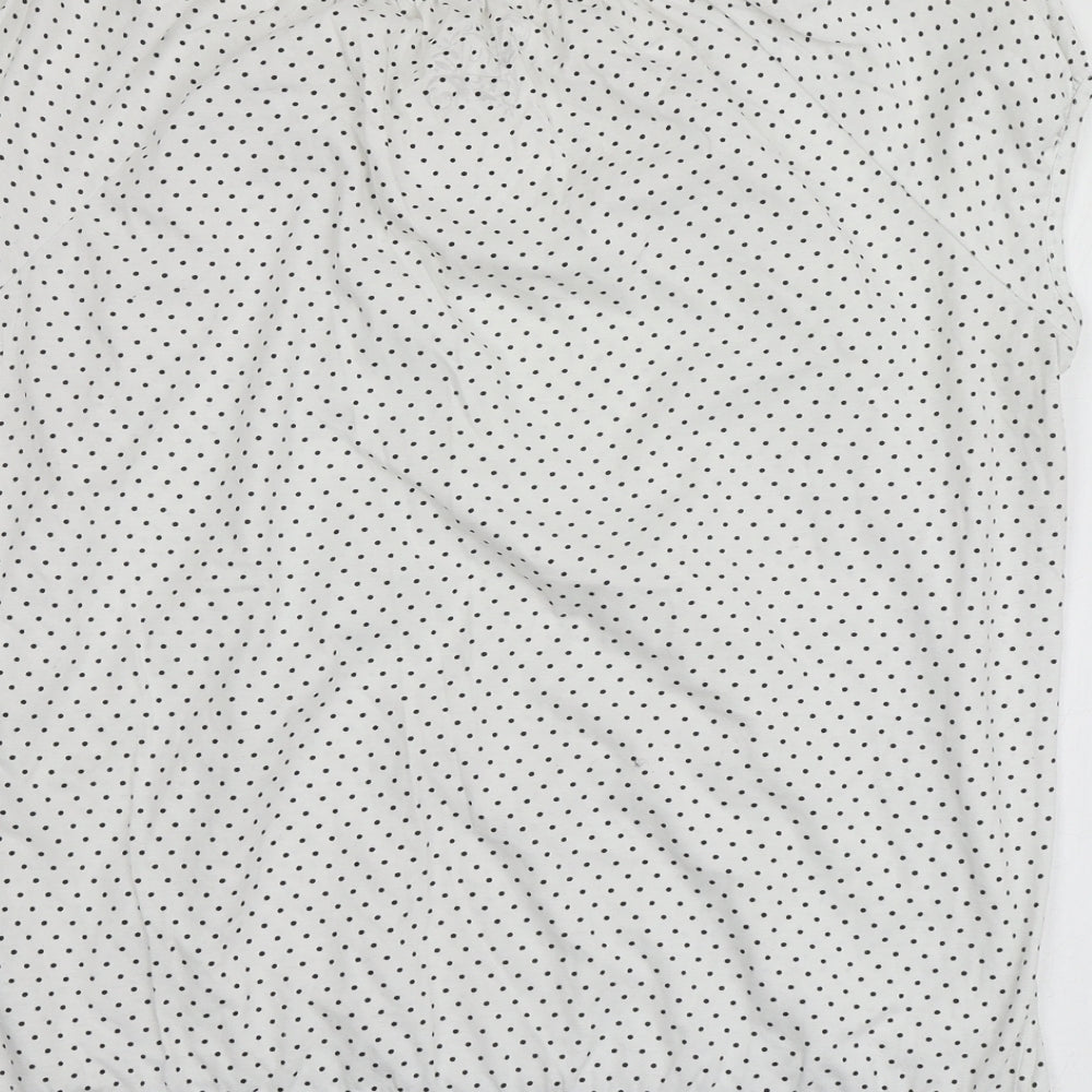 TU Womens White Polka Dot Cotton Basic T-Shirt Size 16 Round Neck