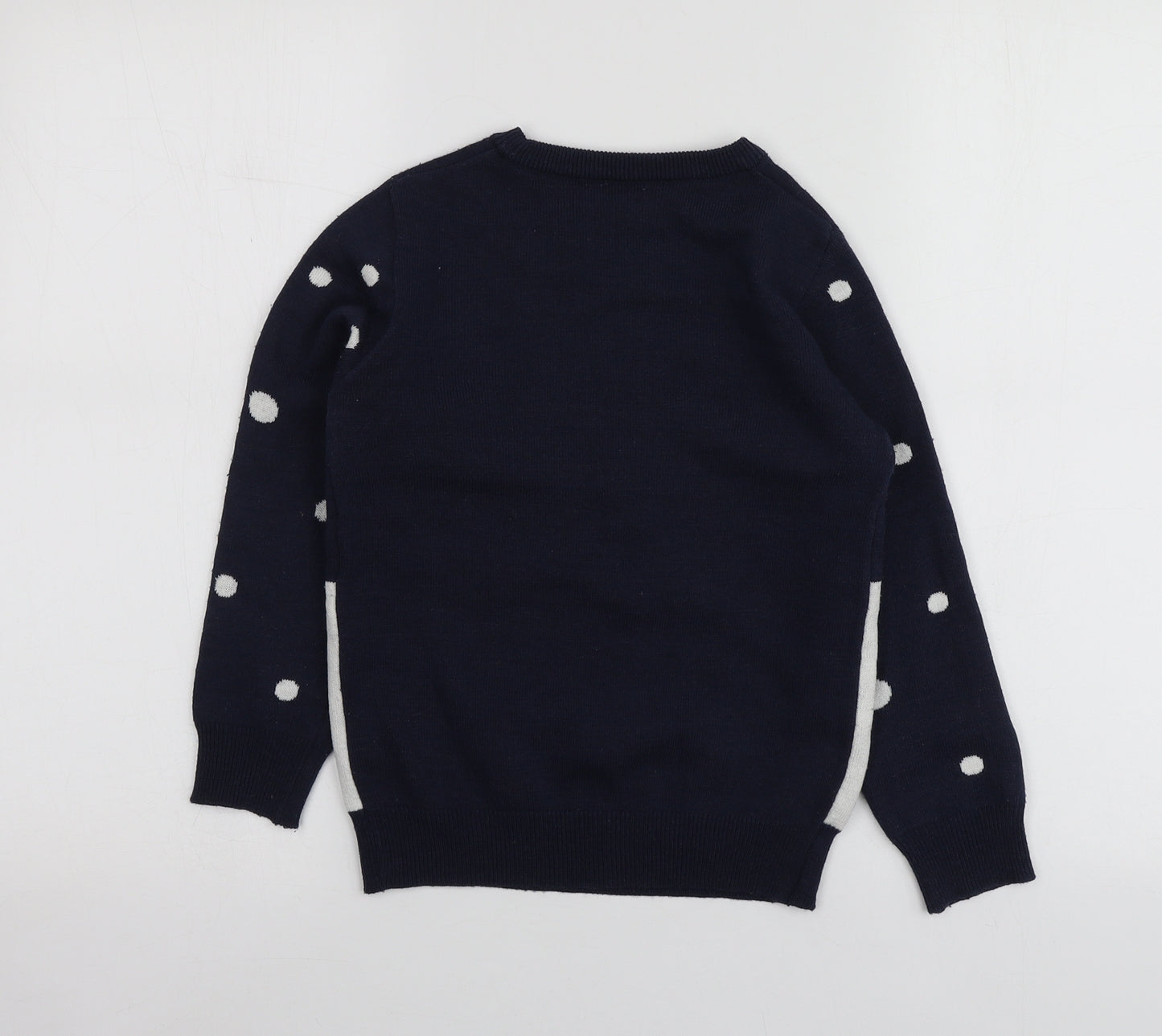 Primark Boys Blue Round Neck Geometric Acrylic Pullover Jumper Size 7-8 Years   - Santa Jumper