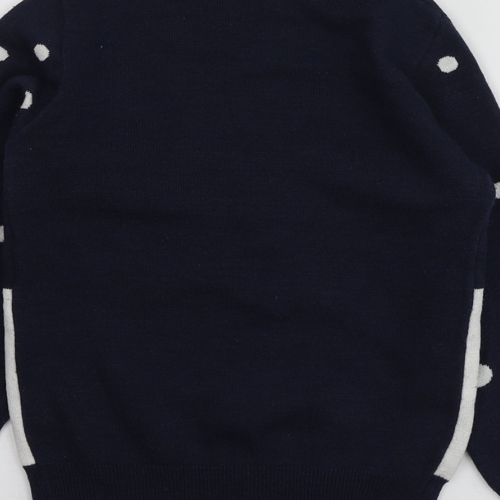 Primark Boys Blue Round Neck Geometric Acrylic Pullover Jumper Size 7-8 Years   - Santa Jumper