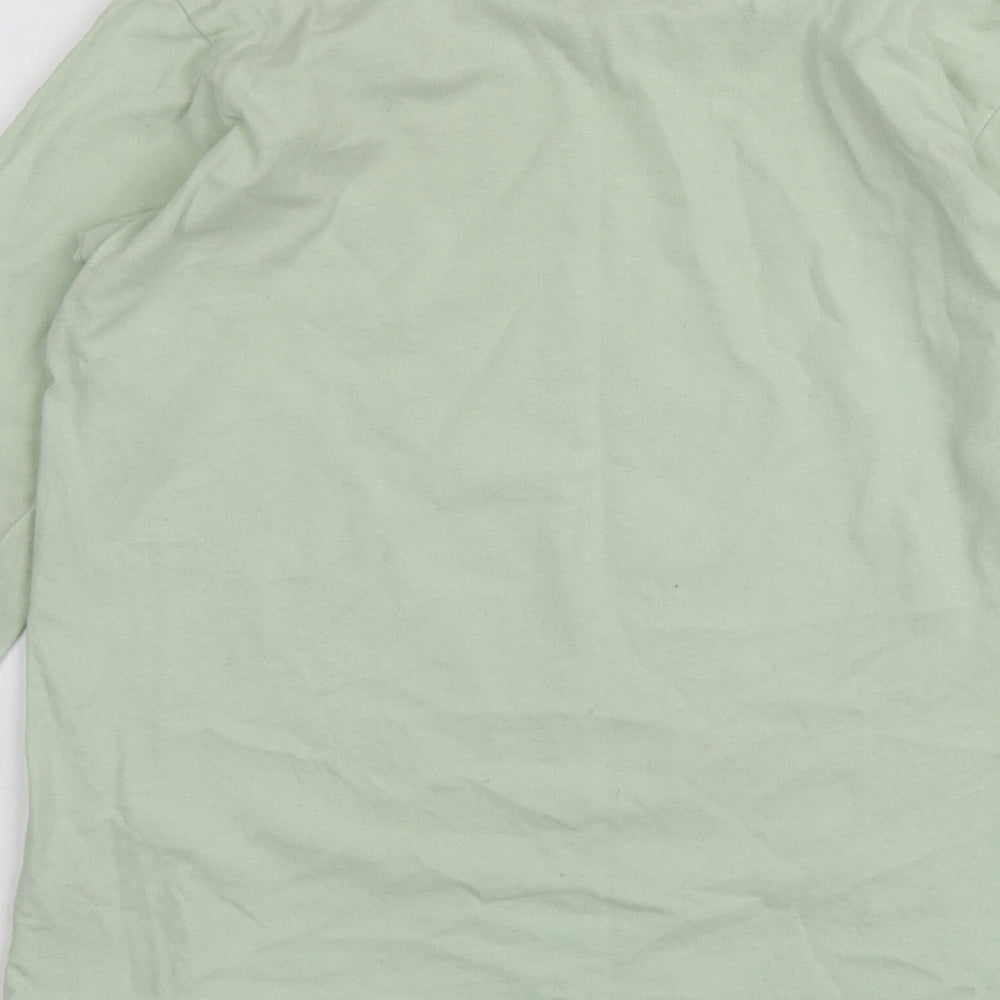 Dunnes Stores Boys Green Geometric Cotton Basic T-Shirt Size 7-8 Years Round Neck
