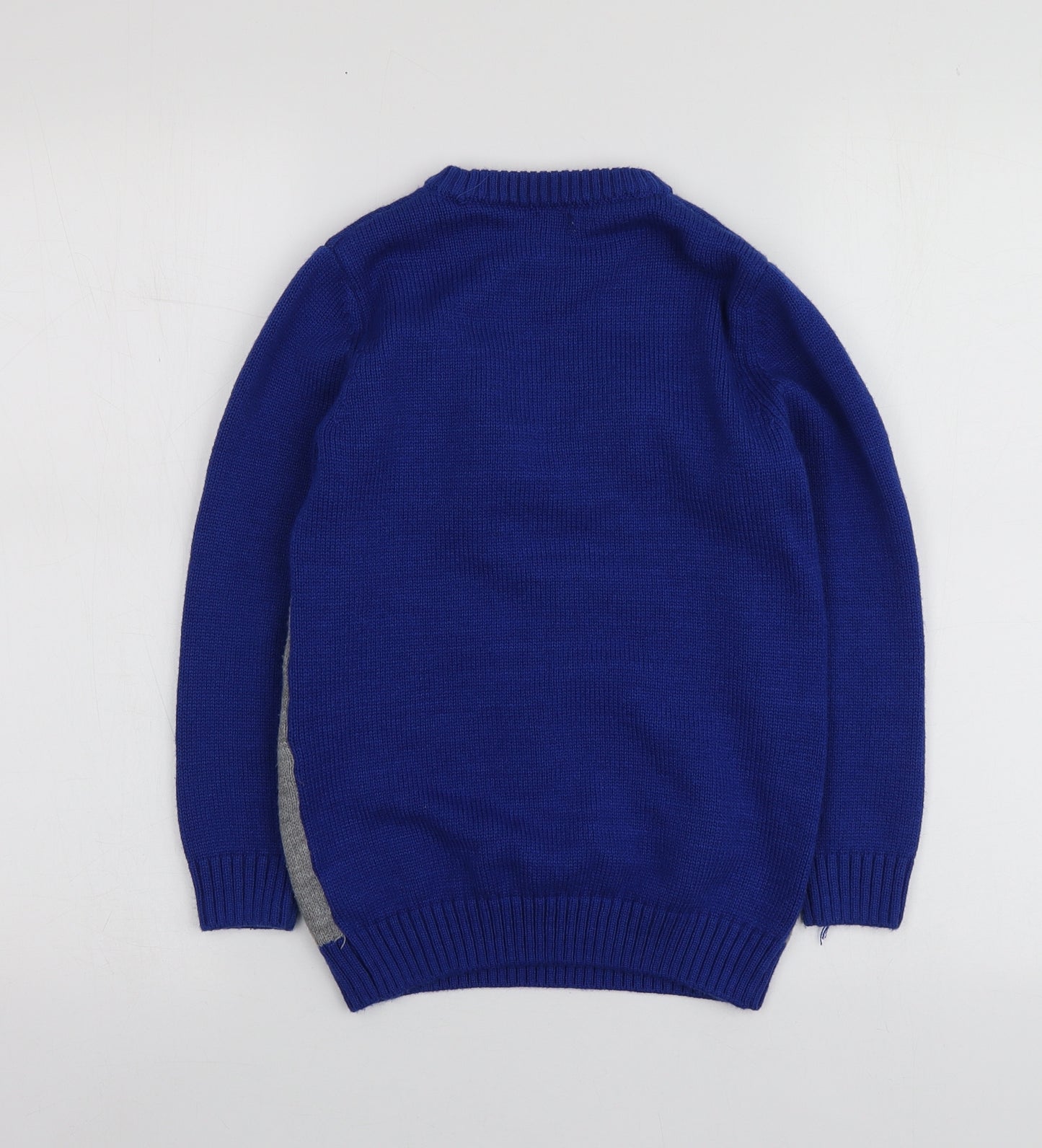 F&F Boys Blue Round Neck Geometric Acrylic Pullover Jumper Size 6-7 Years