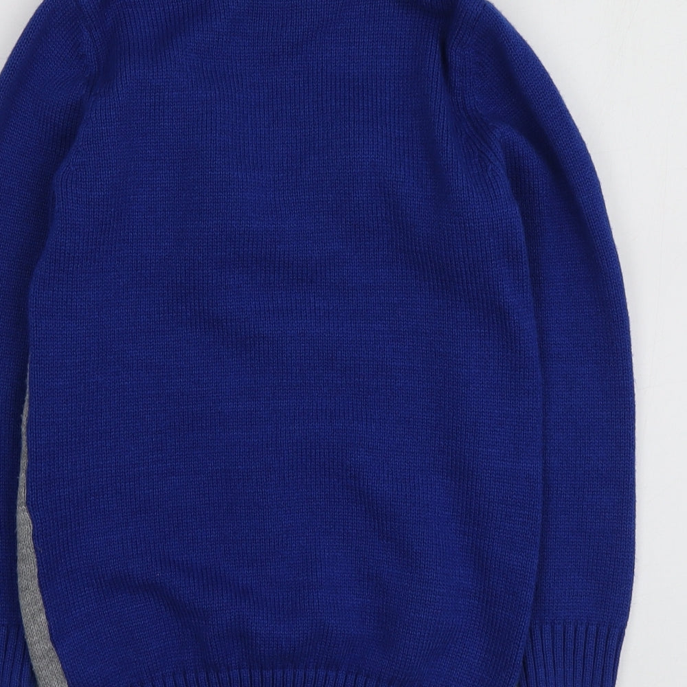 F&F Boys Blue Round Neck Geometric Acrylic Pullover Jumper Size 6-7 Years