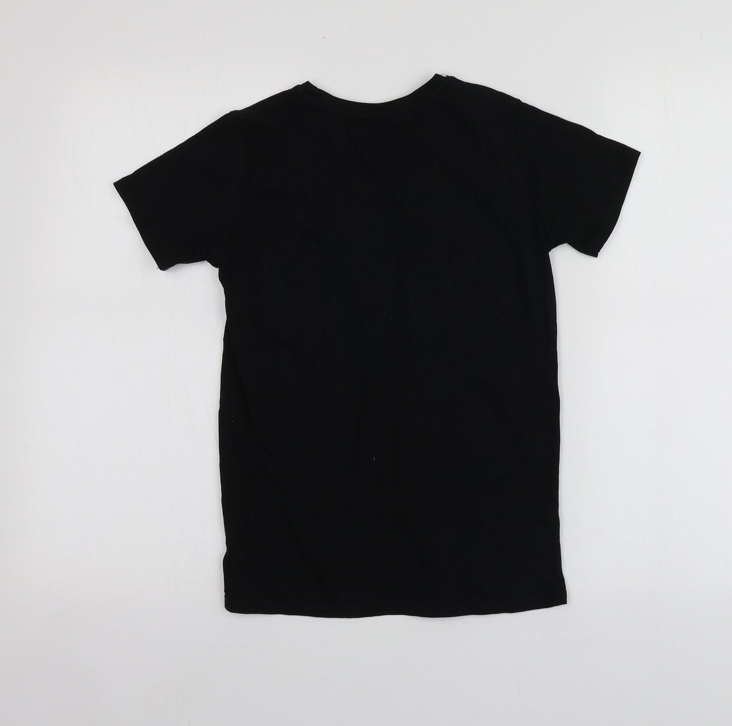 Dunnes Stores Boys Black Geometric Cotton Basic T-Shirt Size 9-10 Years Round Neck