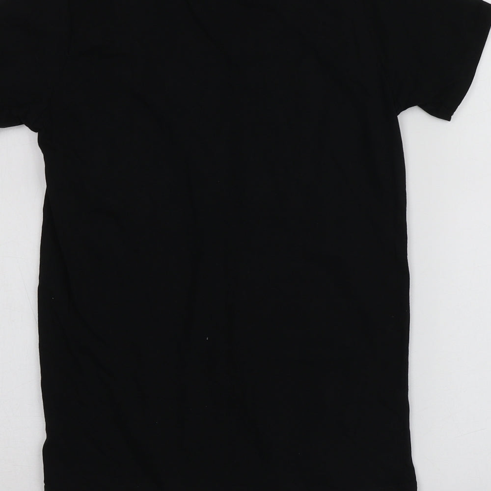 Dunnes Stores Boys Black Geometric Cotton Basic T-Shirt Size 9-10 Years Round Neck