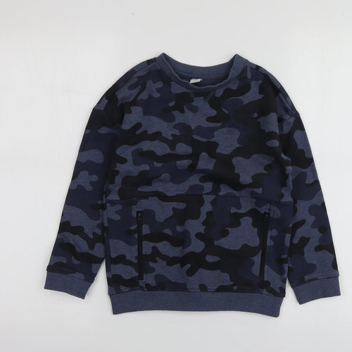 TU Boys Blue Camouflage Cotton Pullover Sweatshirt Size 8 Years