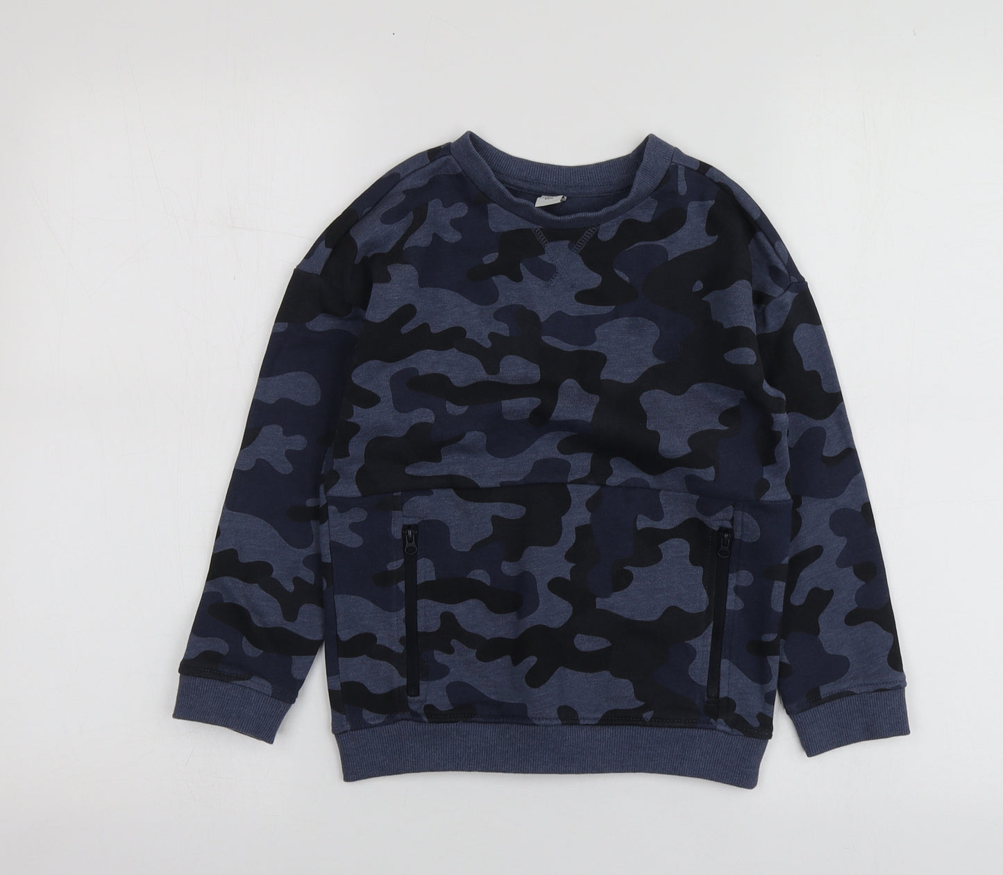 TU Boys Blue Camouflage Cotton Pullover Sweatshirt Size 8 Years