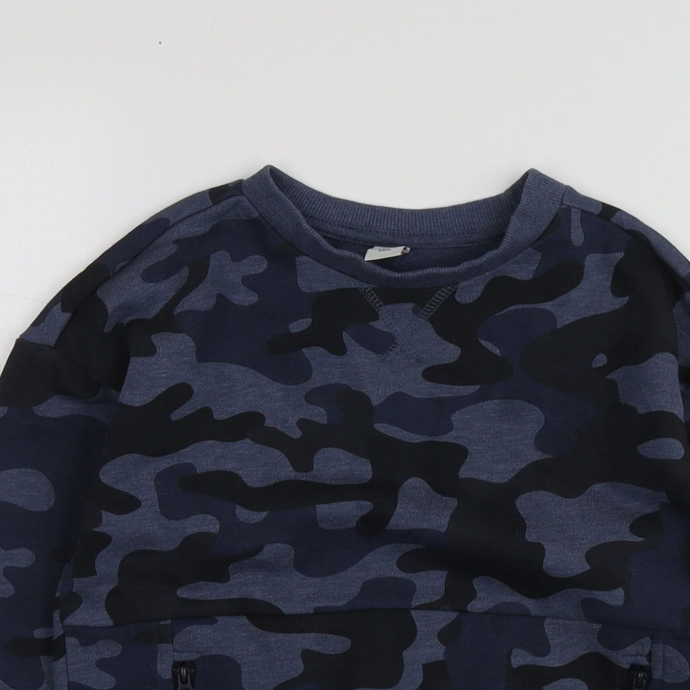 TU Boys Blue Camouflage Cotton Pullover Sweatshirt Size 8 Years