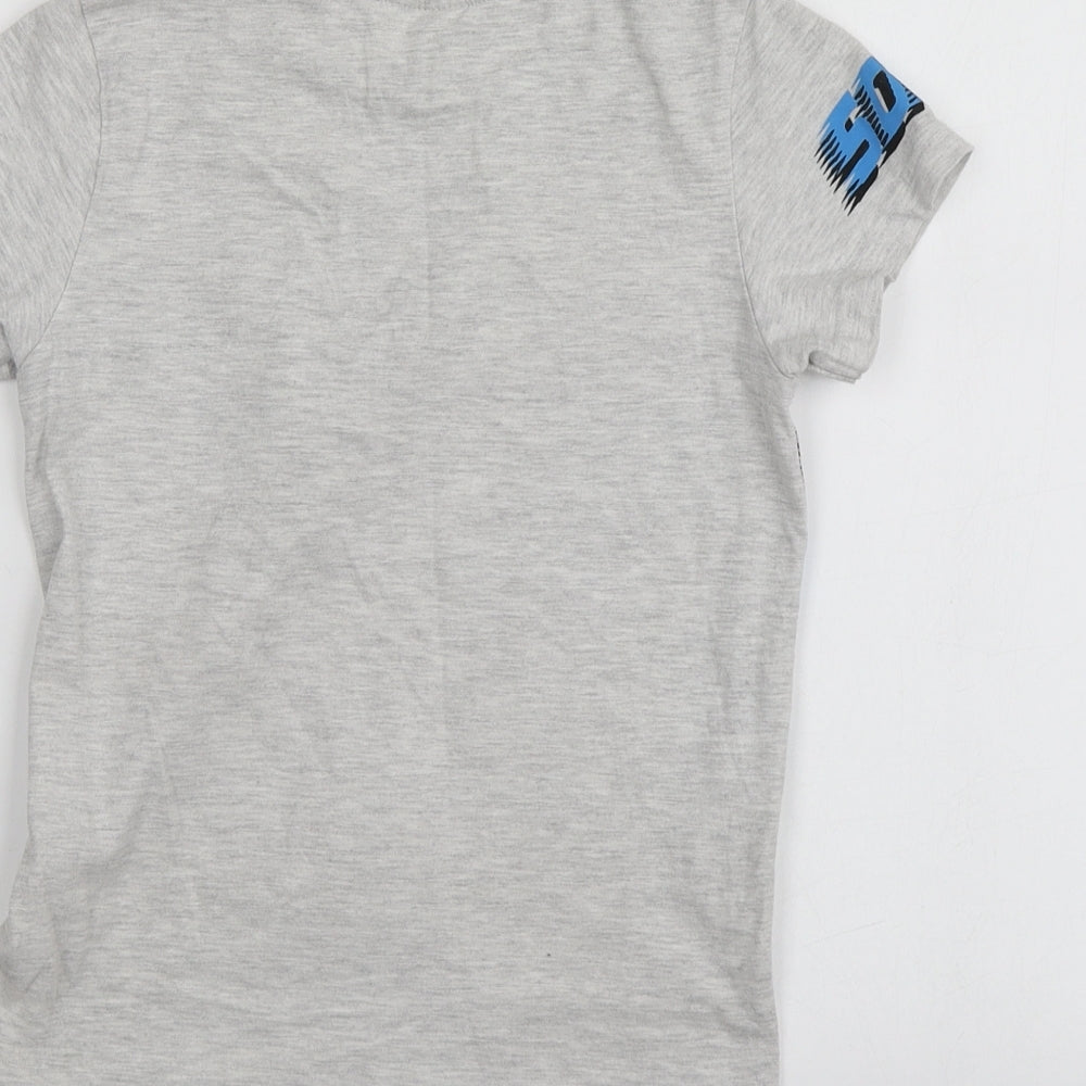 Sonic Boys Grey Geometric Cotton Basic T-Shirt Size 9 Years Round Neck