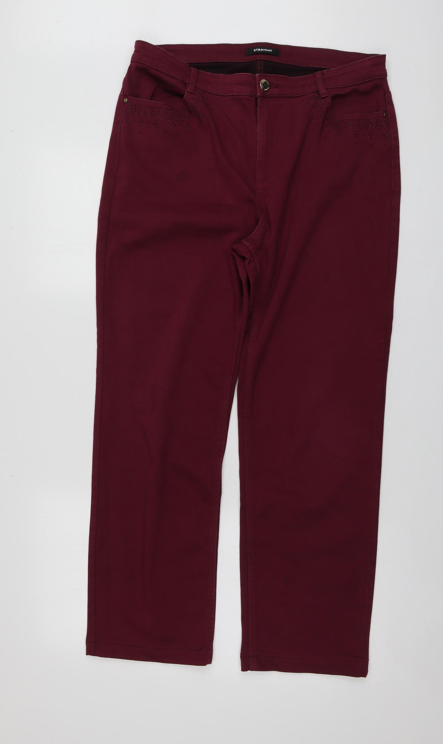 M&S Womens Purple  Cotton Straight Jeans Size 16 L27 in Regular