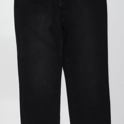 Gallery Womens Black  Cotton Straight Jeans Size 16 L28 in Regular
