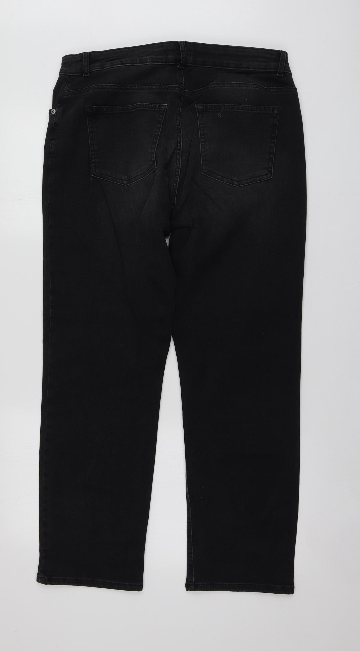 Gallery Womens Black  Cotton Straight Jeans Size 16 L28 in Regular