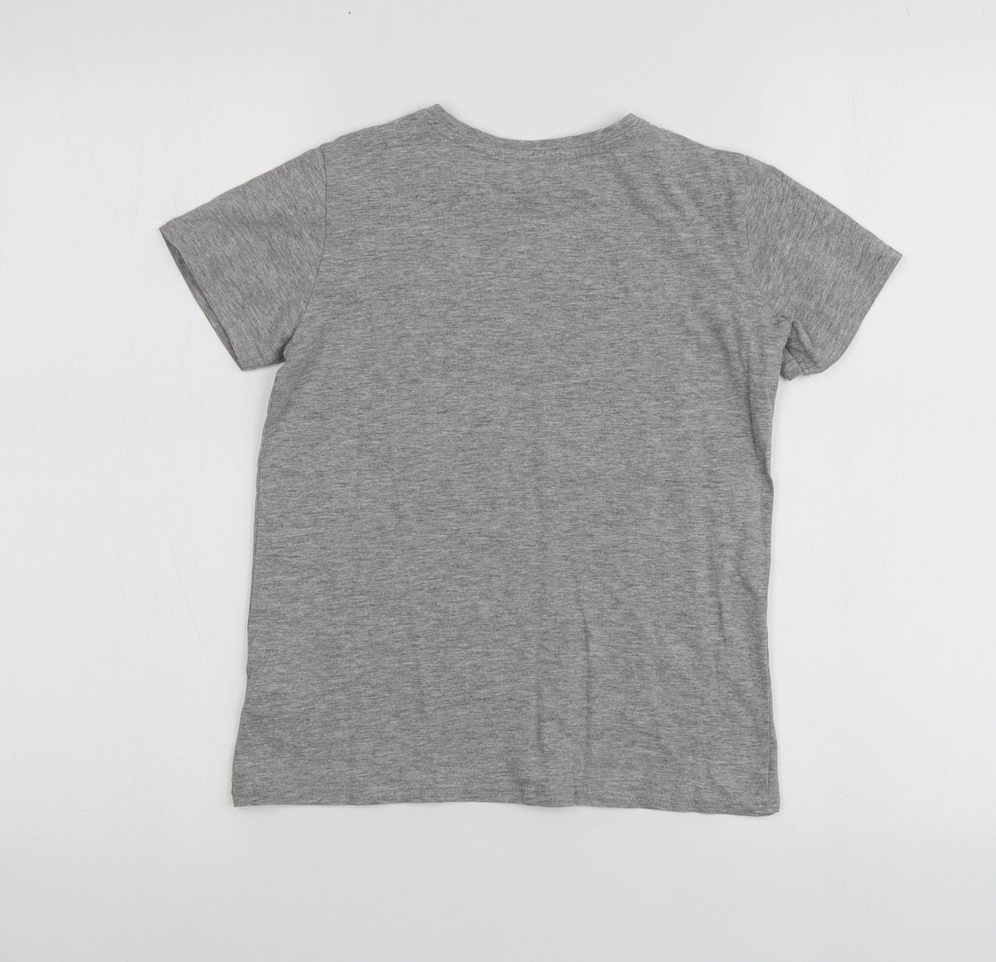 Dunnes Stores Boys Grey Geometric Cotton Basic T-Shirt Size 9-10 Years Round Neck