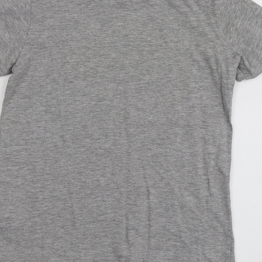Dunnes Stores Boys Grey Geometric Cotton Basic T-Shirt Size 9-10 Years Round Neck